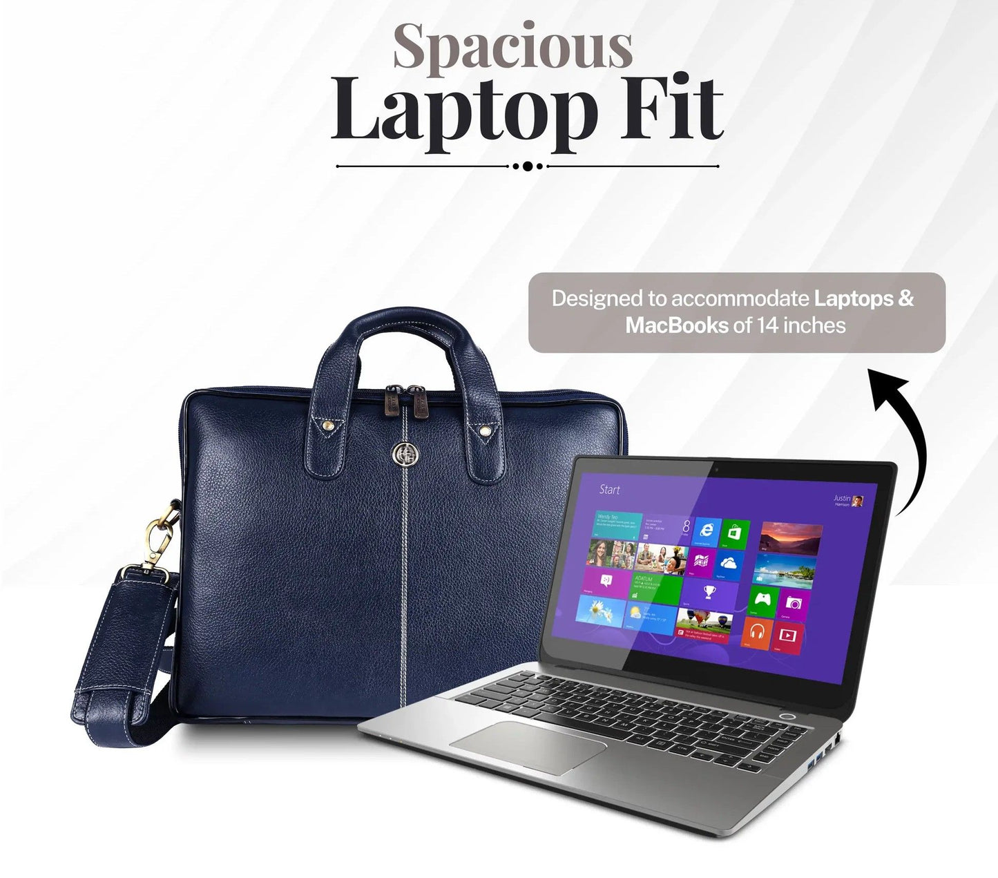 Fashius Blue Genuine Leather Laptop Bag