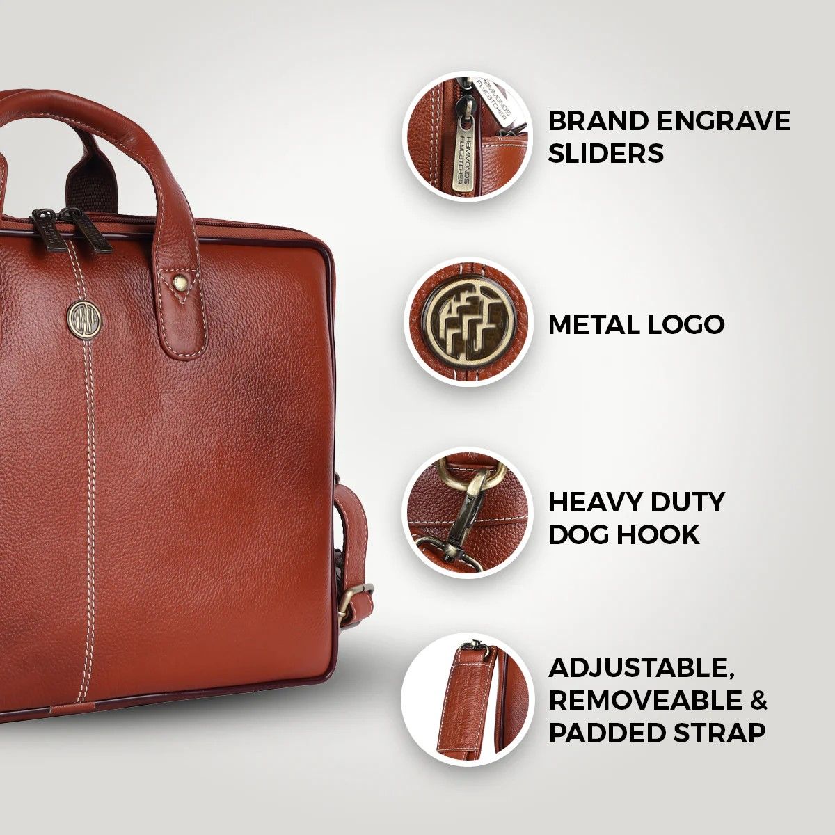 Fashius Tan Genuine Leather Laptop Bag