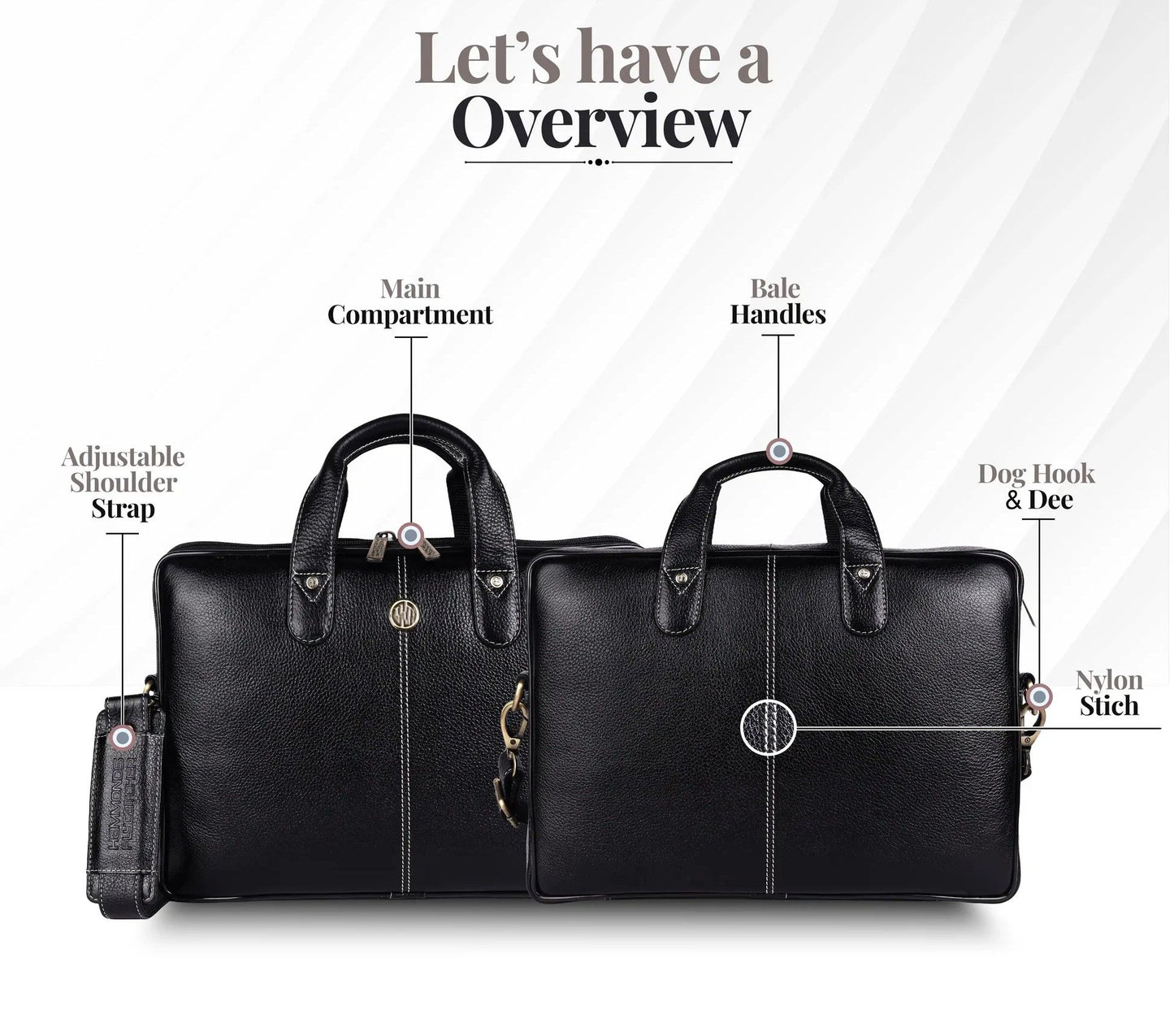 Fashius Black Genuine Leather Laptop Bag