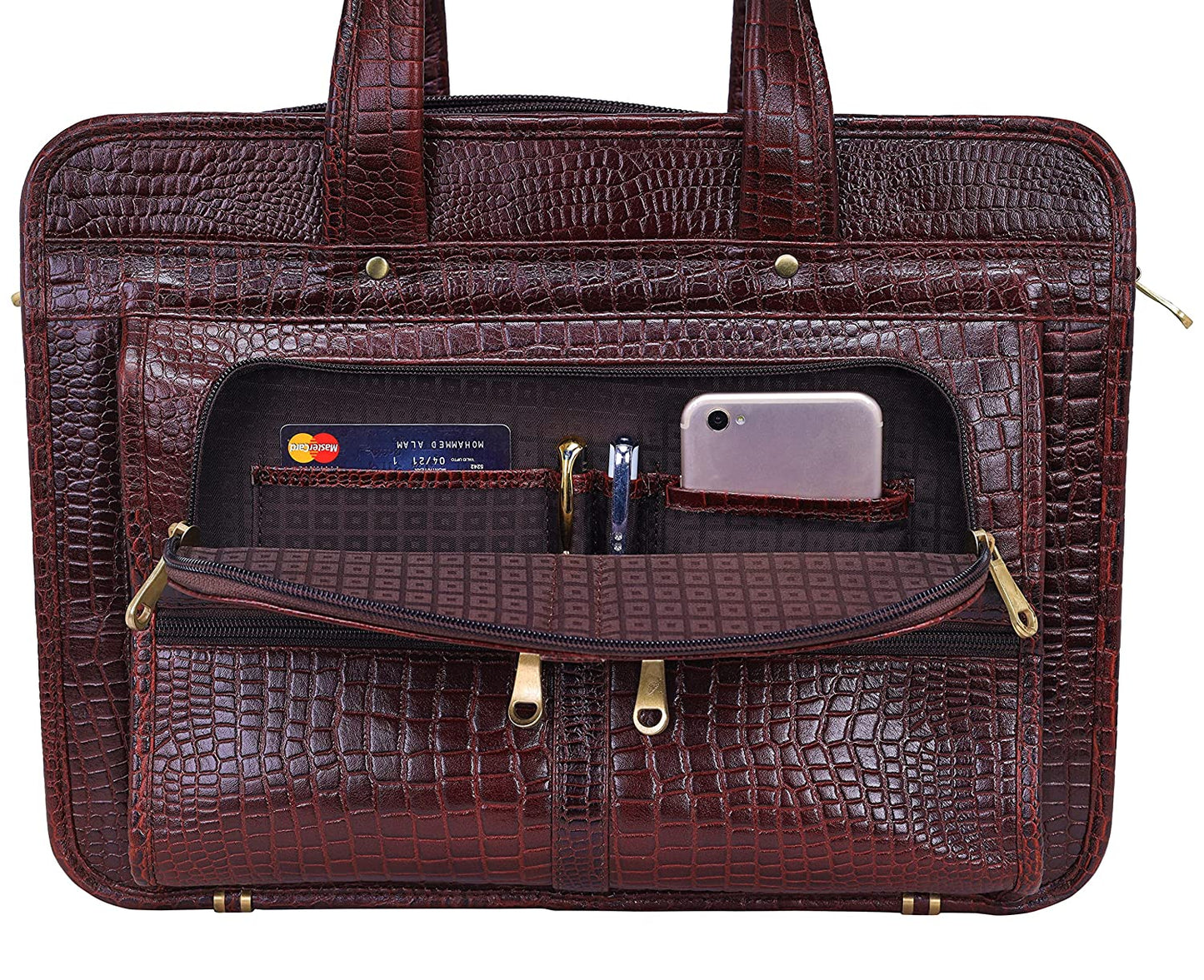 Fashius Brown Genuine Leather Office Laptop Bag