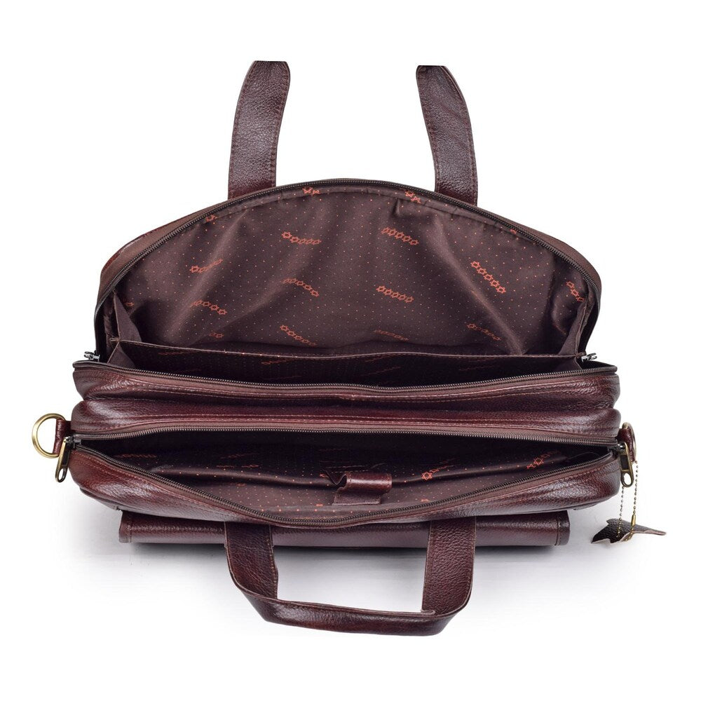 Fashius Brown Genuine Leather Office Laptop Bag