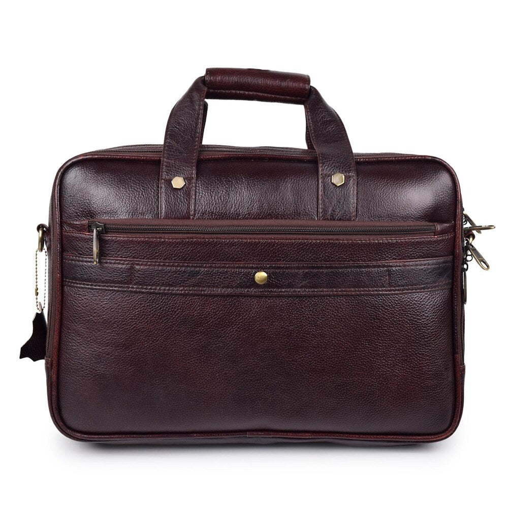 Fashius Brown Genuine Leather Office Laptop Bag