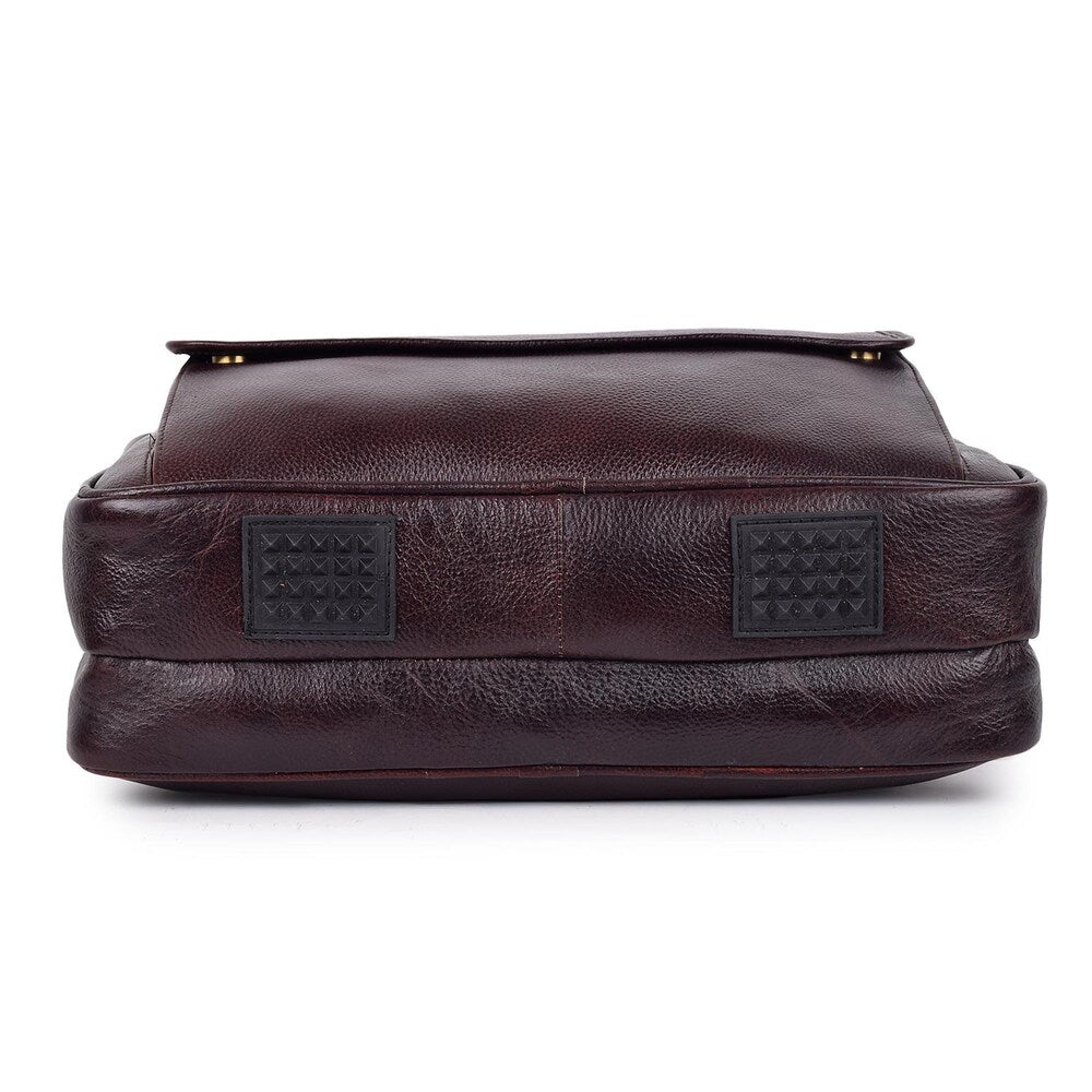 Fashius Brown Genuine Leather Office Laptop Bag