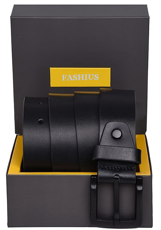Fashius Men Formal Black Genuine Leather Belt