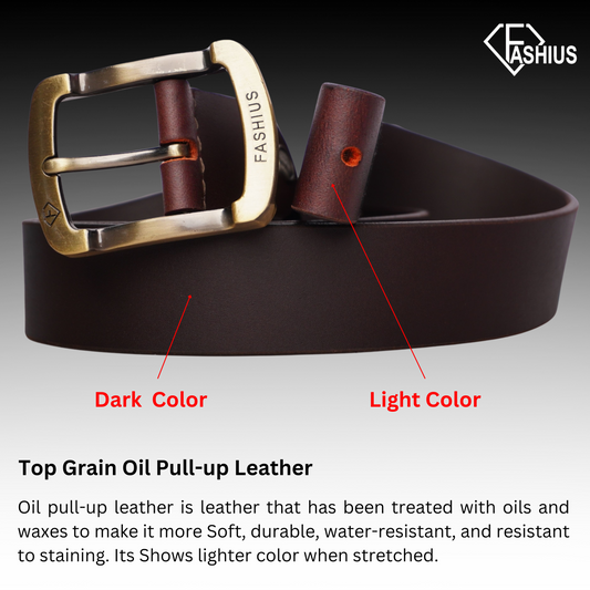 Fashius Men Casual Brown Genuine Leather Belt