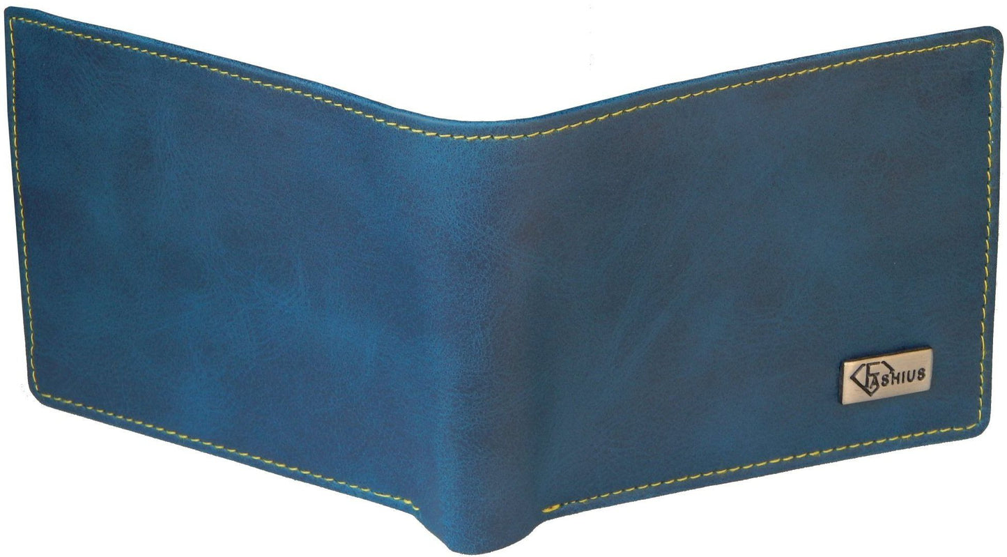Fashius Men Blue Artificial Leather Wallet (12 Card Slots)