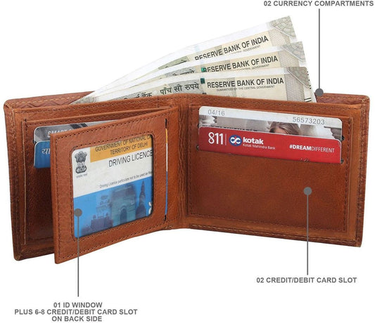 Fashius Men Tan Genuine Leather Wallet