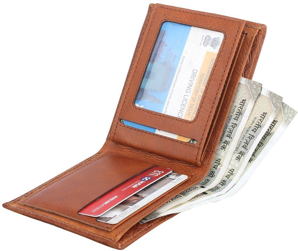 Fashius Men Tan Genuine Leather Wallet
