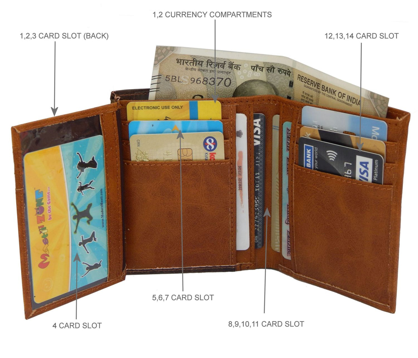 Fashius Men Brown Artificial Leather Wallet (12 Card Slots)