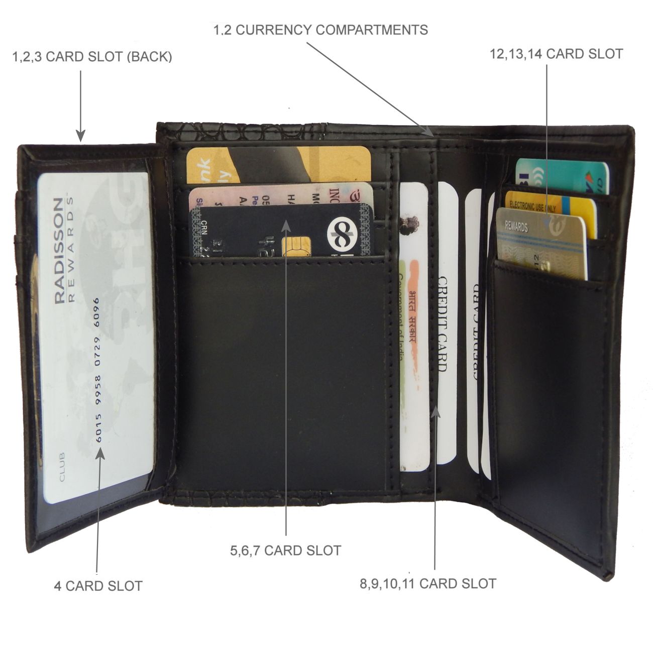 Fashius Men Black Artificial Leather Wallet (12 Card Slots)