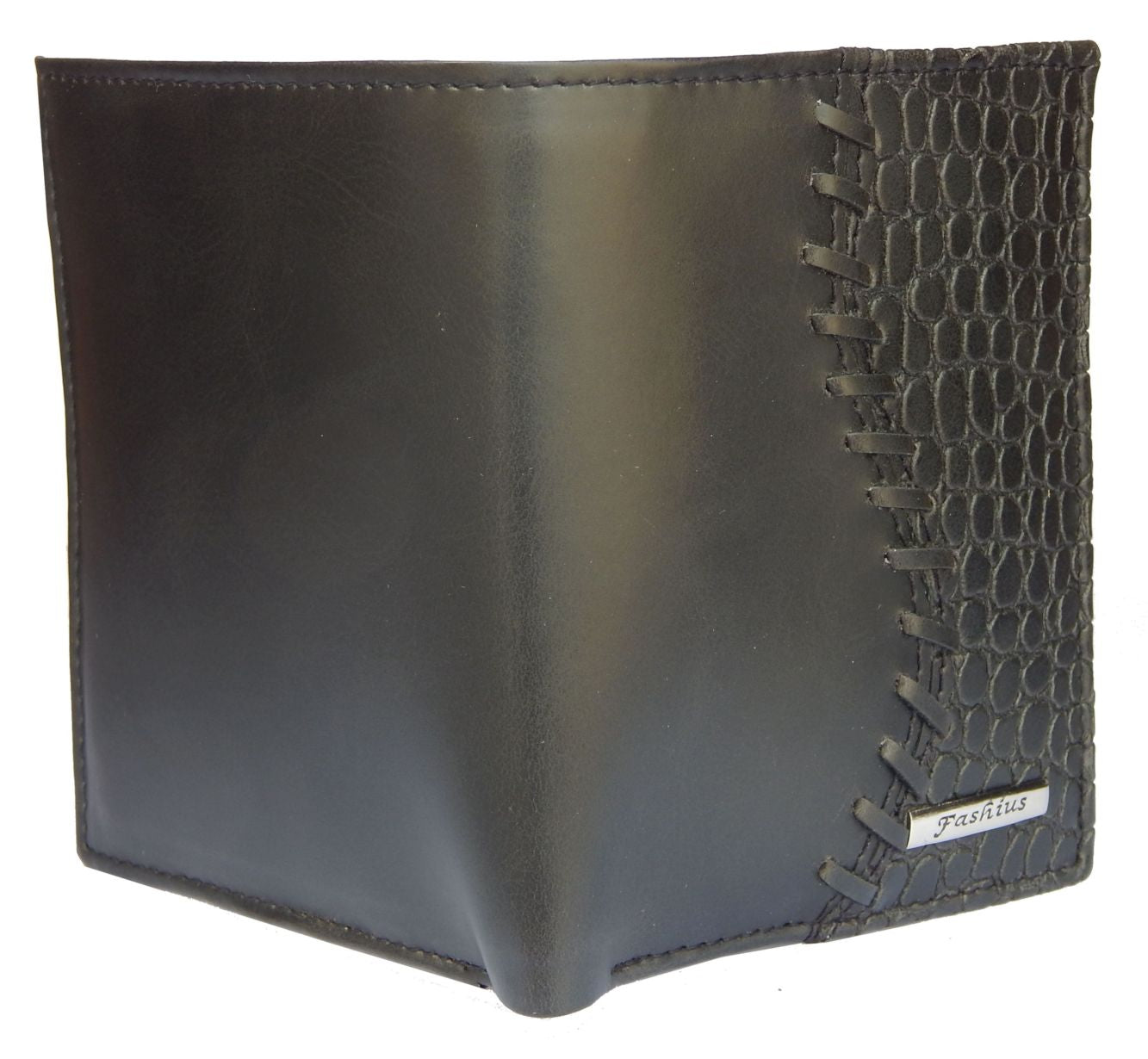 Fashius Men Black Artificial Leather Wallet (12 Card Slots)