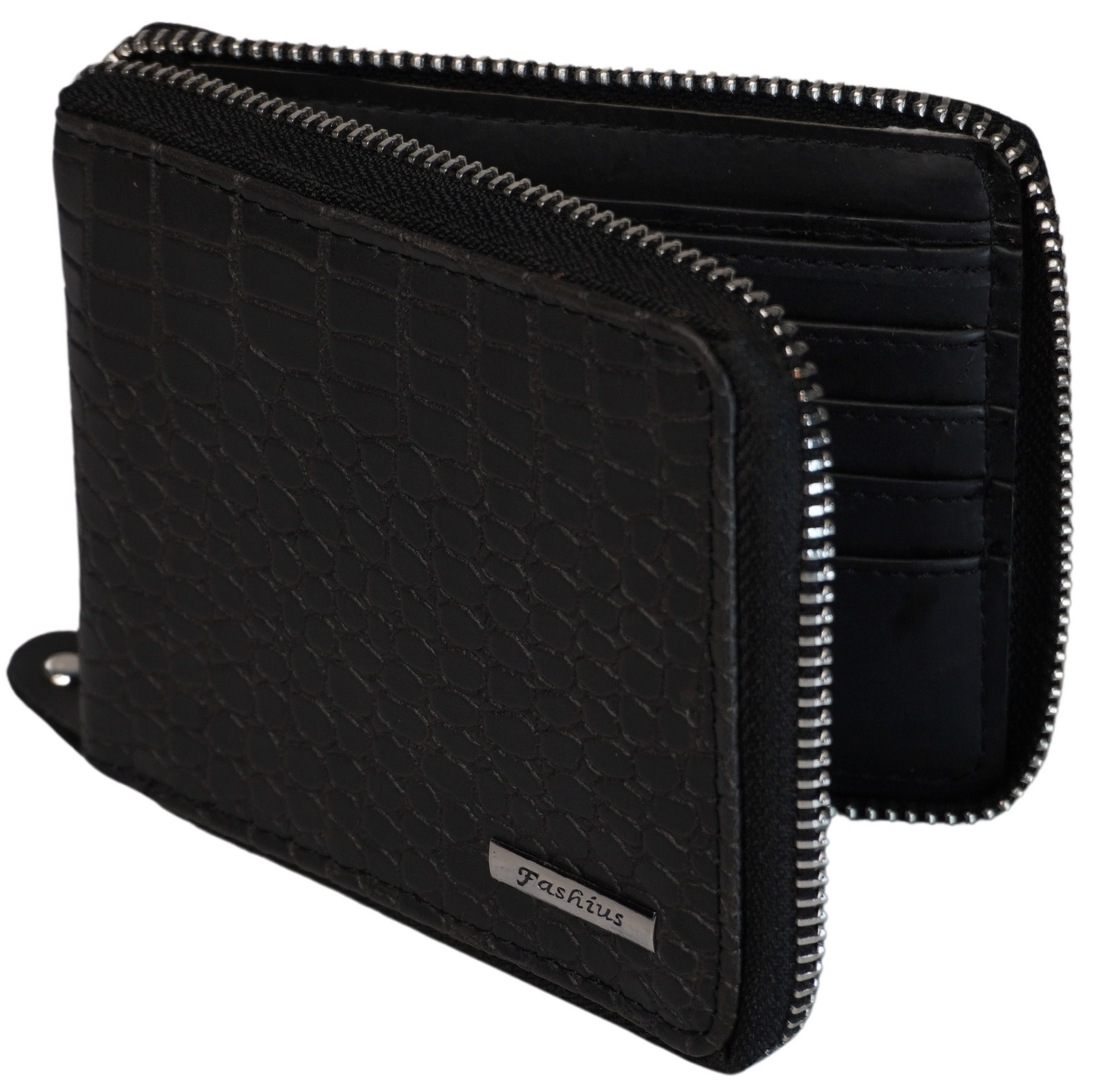 Fashius Men Black Artificial Leather Wallet with Chain (12 Card Slots)
