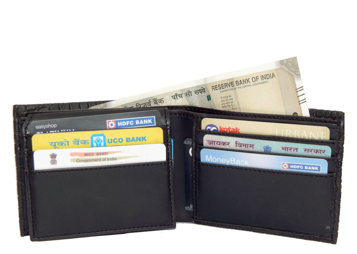 Fashius Men Black Artificial Leather Wallet (12 Card Slots)