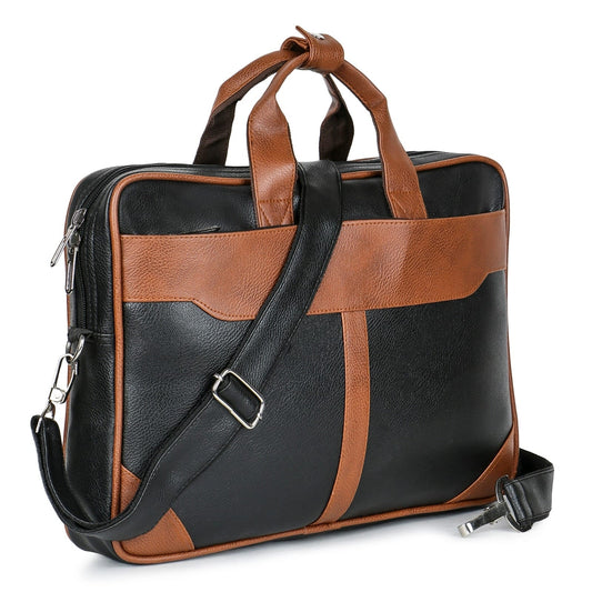 Fashius Black Artificial Leather Laptop Bag