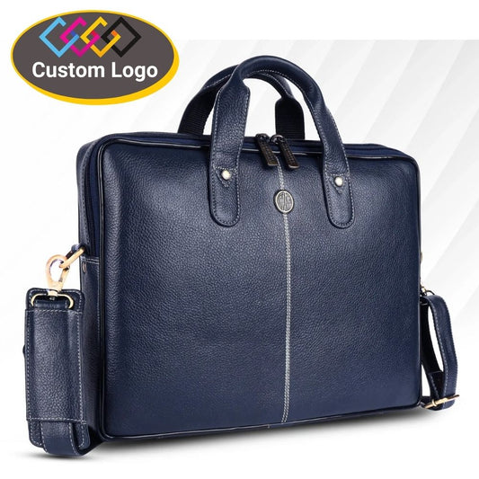 Fashius Blue Genuine Leather Laptop Bag