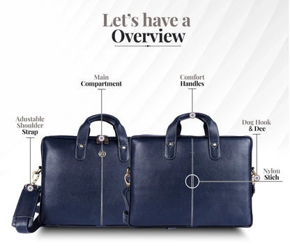 Fashius Blue Genuine Leather Laptop Bag