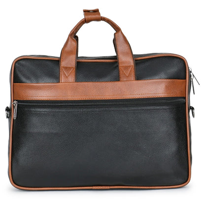 Fashius Black Artificial Leather Laptop Bag