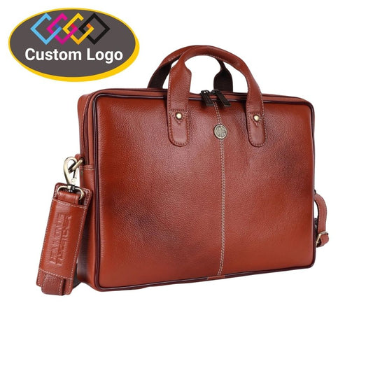 Fashius Tan Genuine Leather Laptop Bag