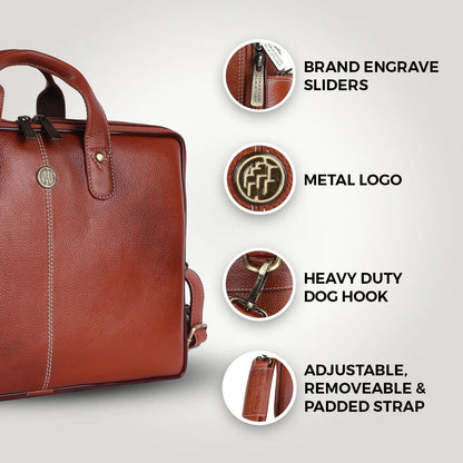 Fashius Tan Genuine Leather Laptop Bag