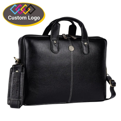 Fashius Black Genuine Leather Laptop Bag