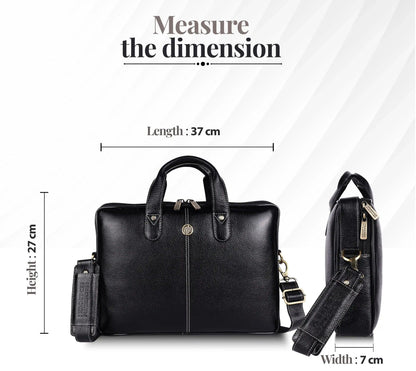 Fashius Black Genuine Leather Laptop Bag
