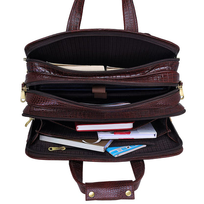 Fashius Brown Genuine Leather Office Laptop Bag