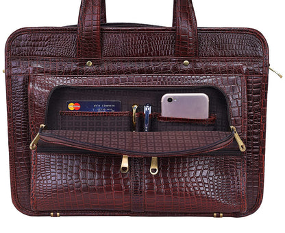 Fashius Brown Genuine Leather Office Laptop Bag