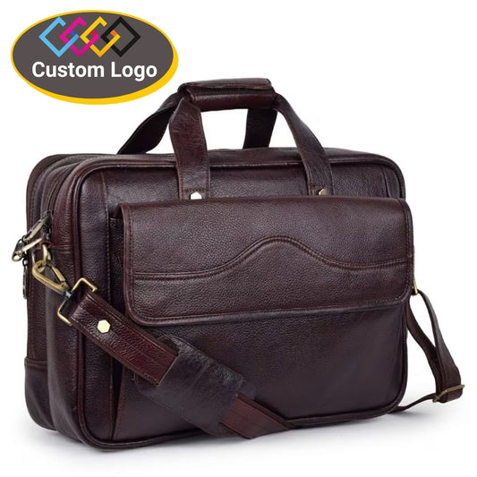 Fashius Brown Genuine Leather Office Laptop Bag