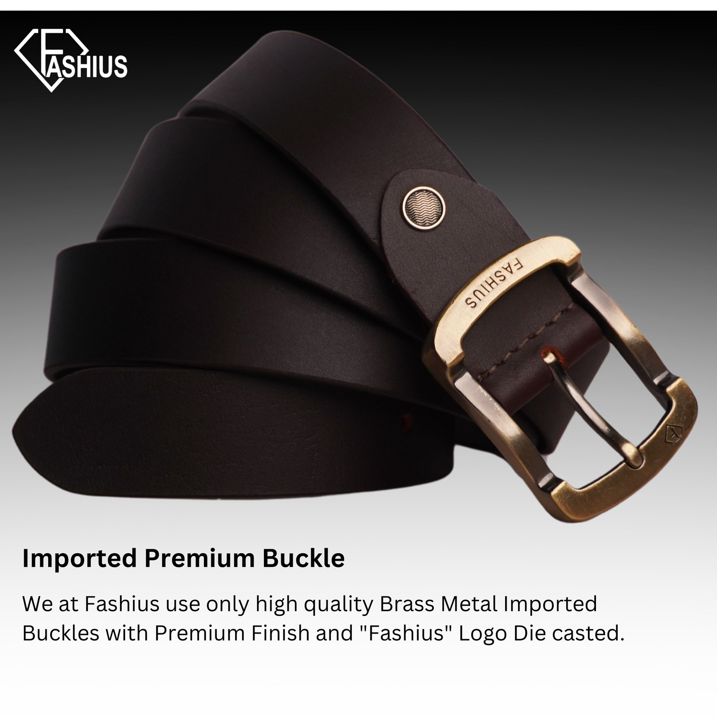 Fashius Men Casual Brown Genuine Leather Belt