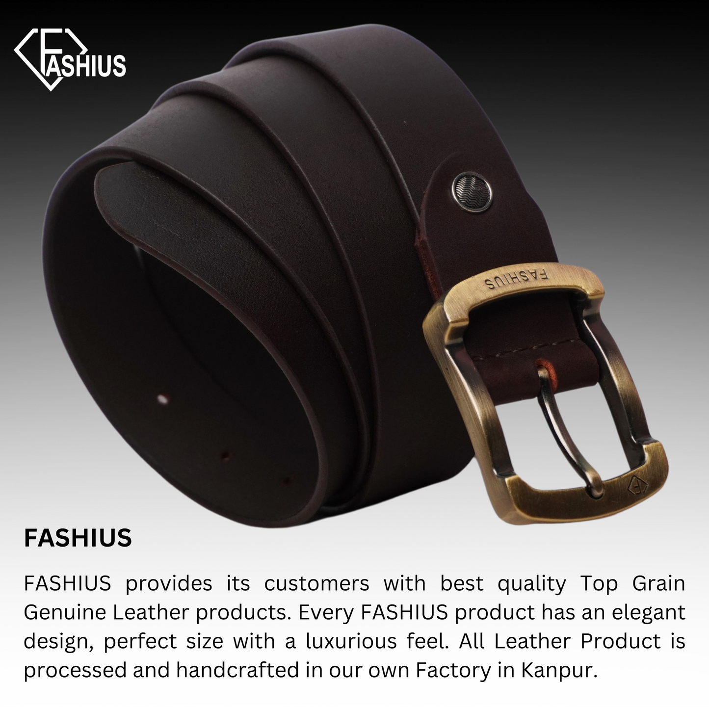 Fashius Men Casual Brown Genuine Leather Belt