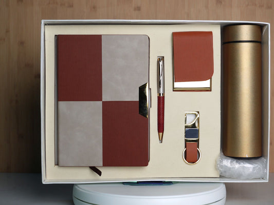 Fashius Corporate Bottle Gift Set 5in1  GB502, Bottle, Notebook, Pen, Cardholder, Keychain
