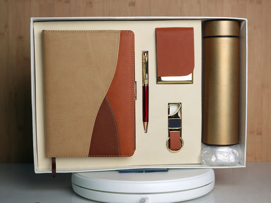 Fashius Corporate Bottle Gift Set 5in1  GB503, Bottle, Notebook, Pen, Cardholder, Keychain