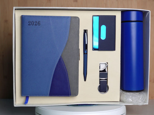 Fashius Corporate Bottle Gift Set 5in1  GB511, Bottle, Notebook, Pen, Cardholder, Keychain