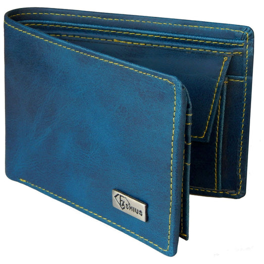 Fashius Men Blue Artificial Leather Wallet (12 Card Slots)