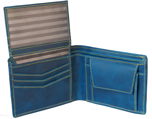 Fashius Men Blue Artificial Leather Wallet (12 Card Slots)