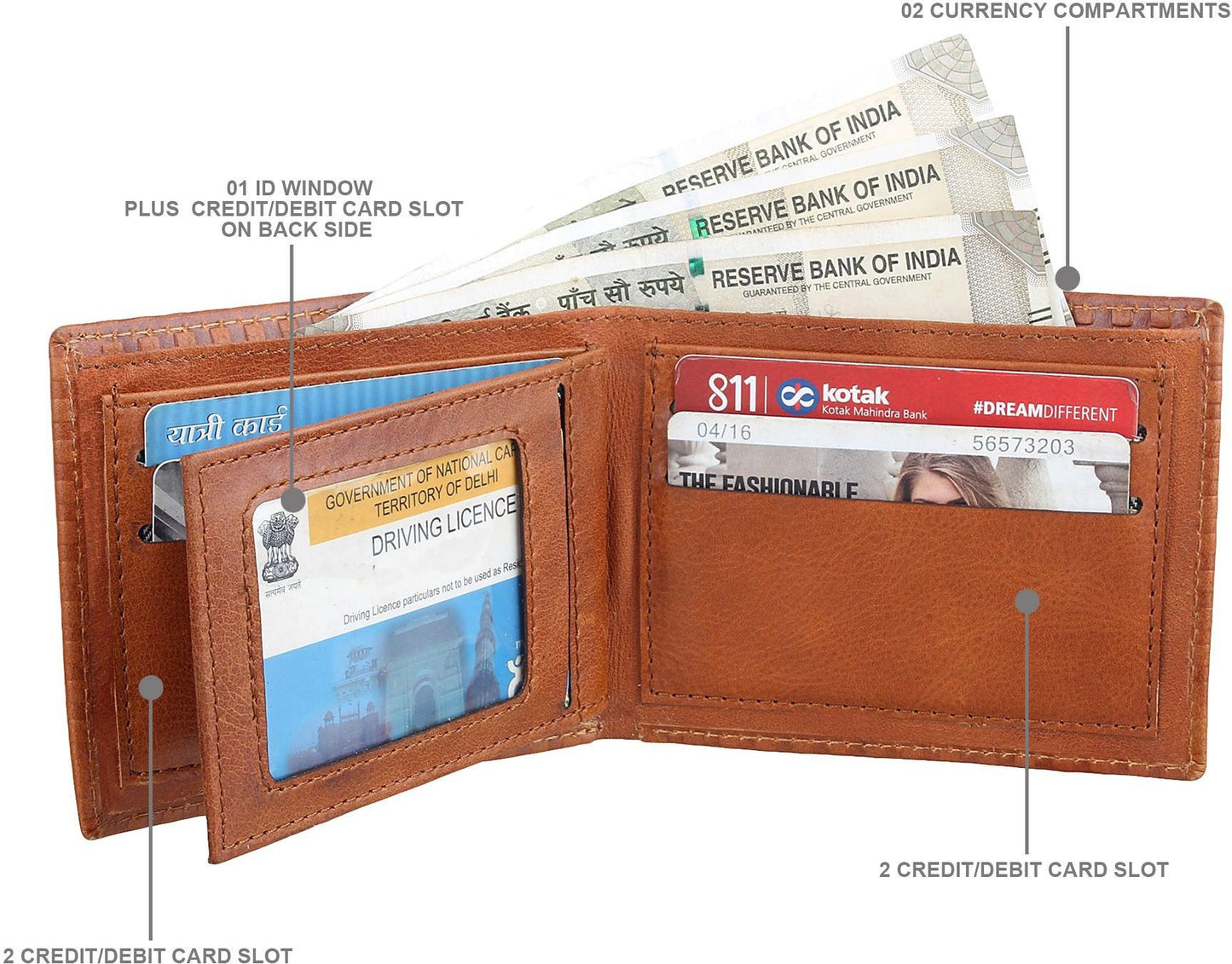 Fashius Men Tan Genuine Leather Wallet