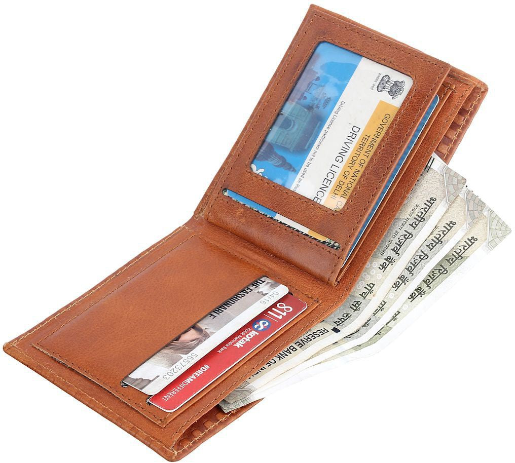 Fashius Men Tan Genuine Leather Wallet