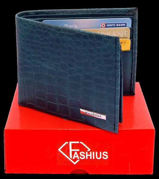 Fashius Men Blue Artificial Leather Wallet (12 Card Slots)