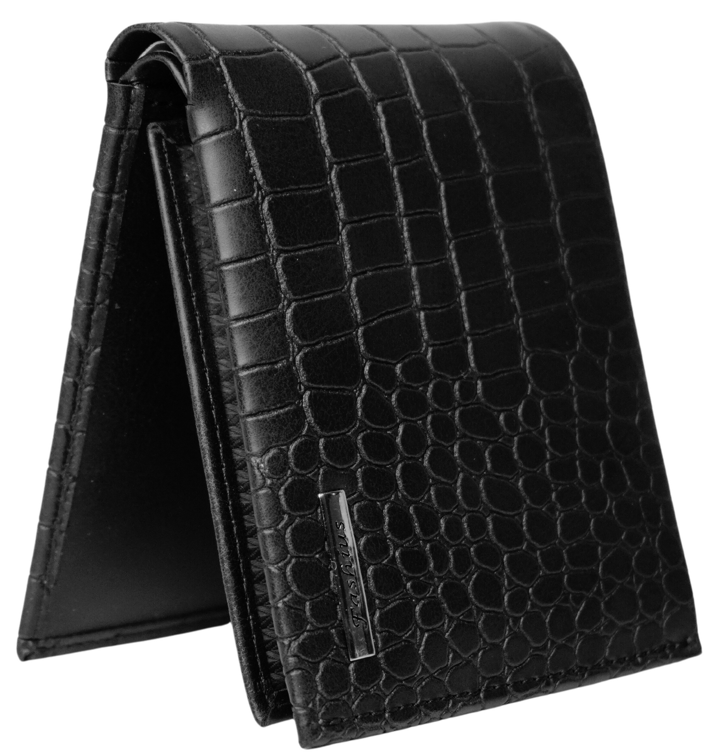 Fashius Men Black Artificial Leather Wallet (12 Card Slots)