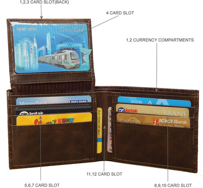 Fashius Men Brown Artificial Leather Wallet (12 Card Slots)
