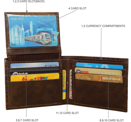 Fashius Men Brown Artificial Leather Wallet (12 Card Slots)
