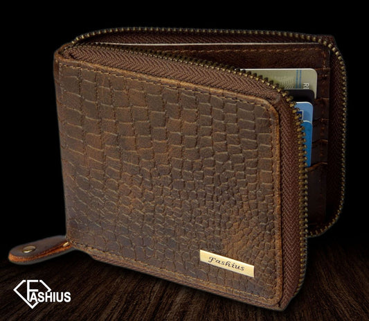Fashius Men Brown Artificial Leather Wallet with Chain (12 Card Slots)