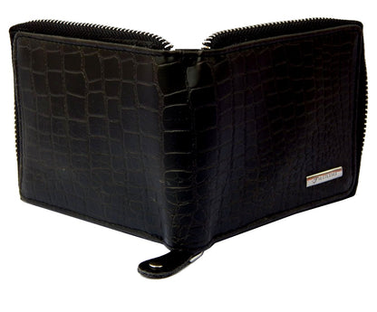 Fashius Men Black Artificial Leather Wallet with Chain (12 Card Slots)