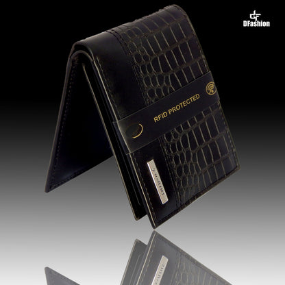 Fashius Men Black Artificial Leather Wallet (12 Card Slots)