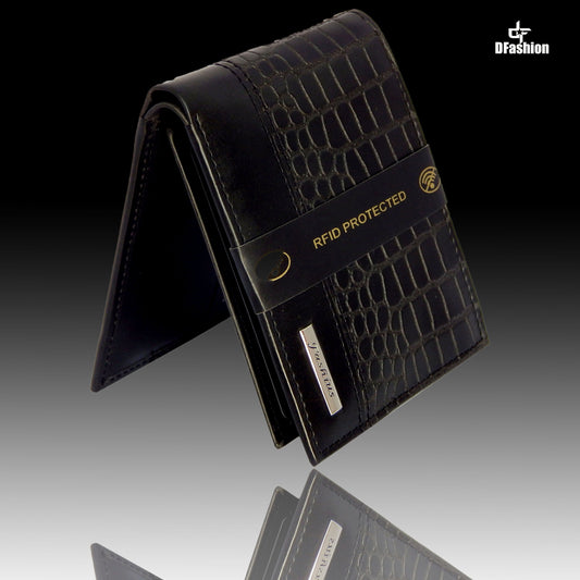 Fashius Men Black Artificial Leather Wallet (12 Card Slots)