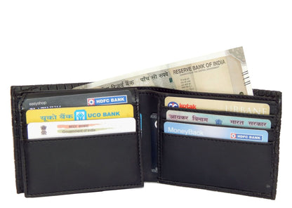 Fashius Men Black Artificial Leather Wallet (12 Card Slots)